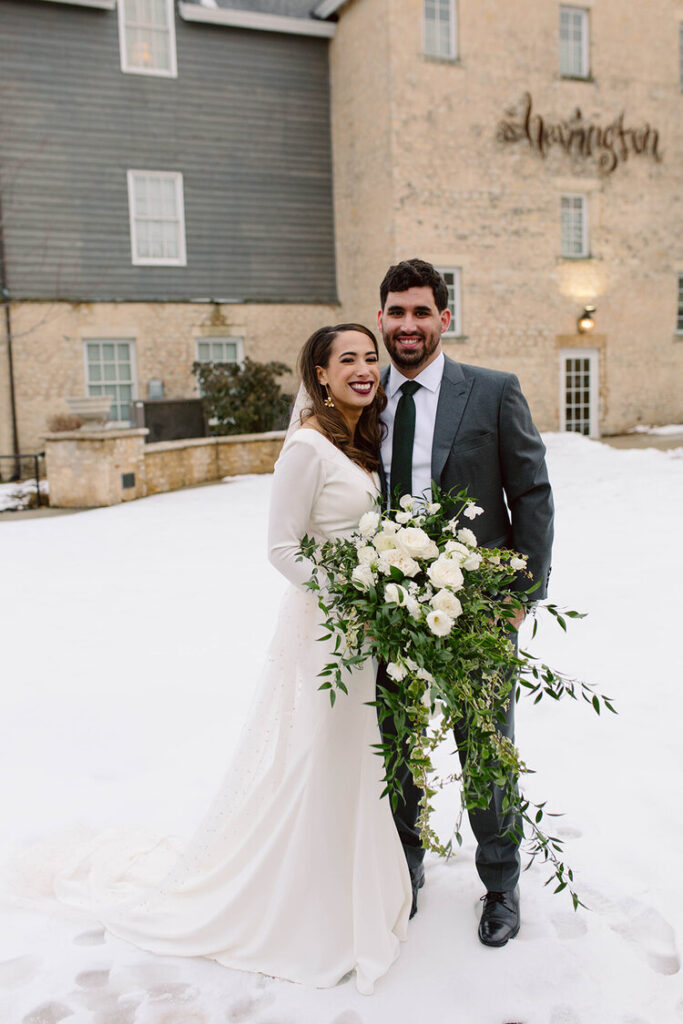 Winter Bride in Snow with Bridal Beauty Team