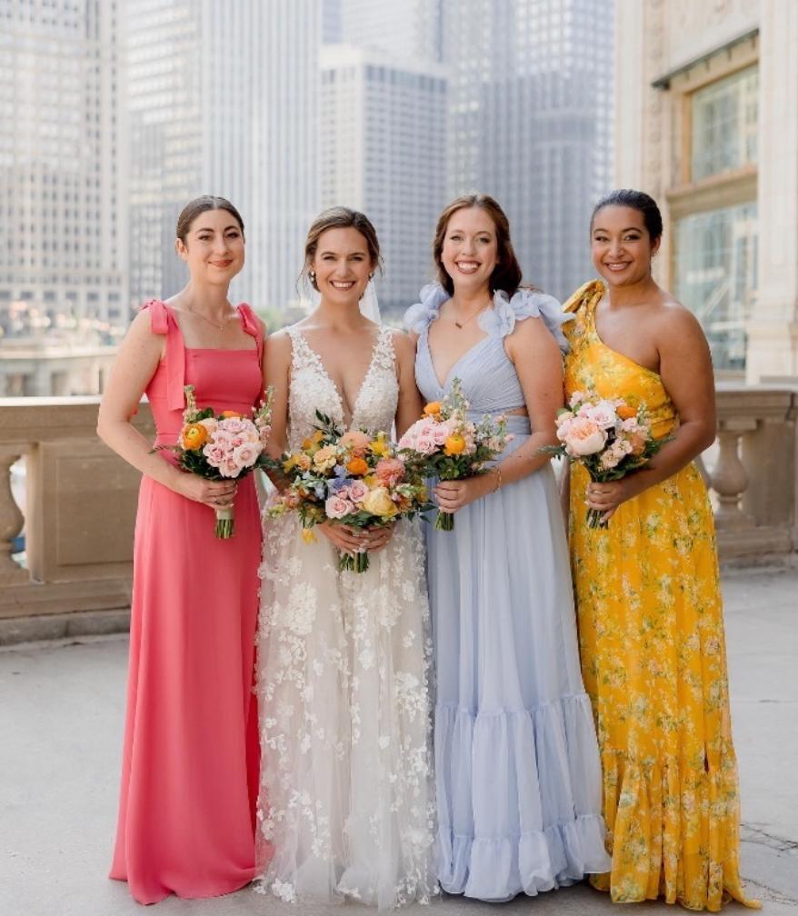 Bridesmaids colorful dressess chicago