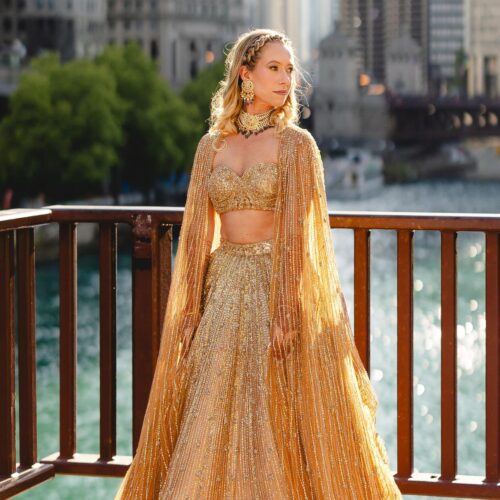 Indian bridal portrait on chicago river